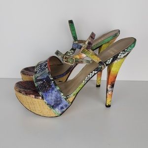 Stuart Weitzman “Onceover” Multi-color Platform Sandal Size 10